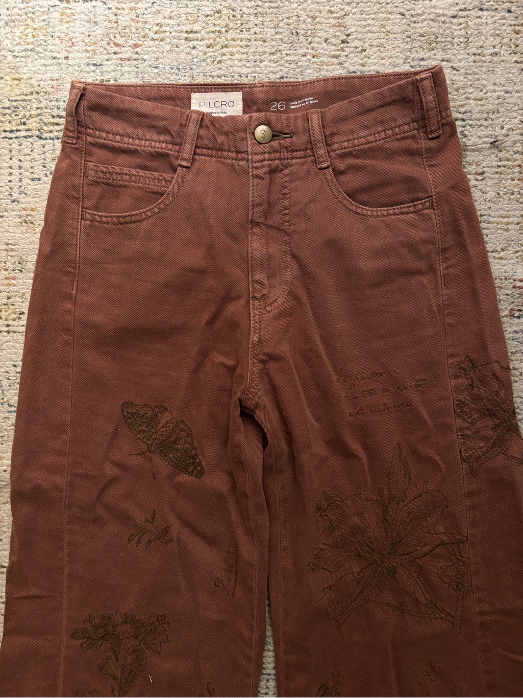 Pilcro Rust-Toned High Waist Jeans